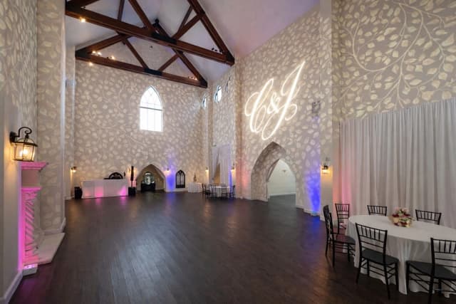 Wedding venue with custom lighting